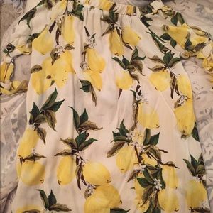 Summery lemon off the shoulder dress